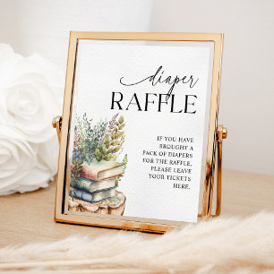 Póster Juego de raffle de pañales Baby Shower para el lib