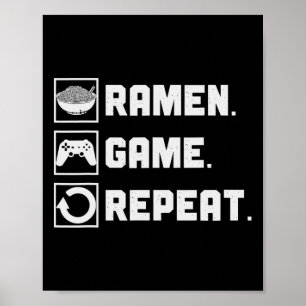 Póster Juego de Ramen Repetición Fideos Videojuegos Conso