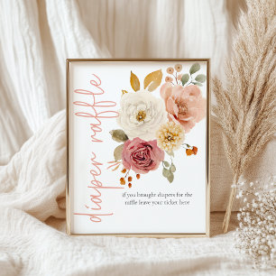 Póster Juego de regalo de pañales de zorro floral suave p