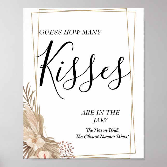 Póster Juego de regalos de boda Floral Cuántos besos (Frente)