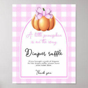 Póster Juego de rifa de pañales para baby shower con arco