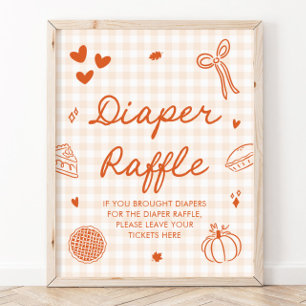 Póster Juego de rifa de pañales para baby shower Fall Cut