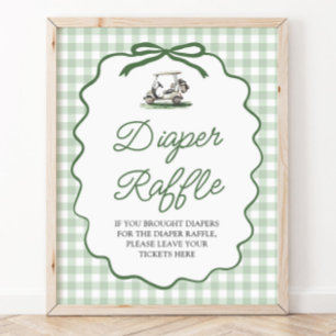 Póster Juego de Rifas de Pañales para Baby Shower con Tem