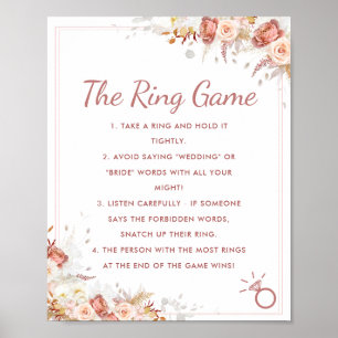 Póster Juego de Ring Fall Floral Bridal Shower Rótulo
