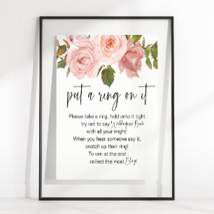 Póster Juego de Rosas Rosadas Florales Ponle un Anillo