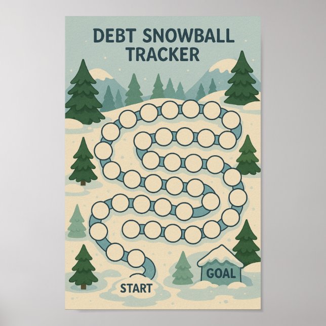 Póster Juego de seguimiento de bola de nieve de la deuda (Frente)