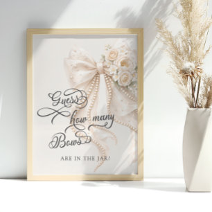 Póster Juego de Shower de Bebé Cuántos Lazos Florales