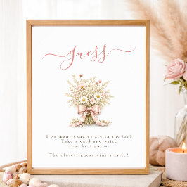 Póster Juego de Shower de Bebé Niña Flor Silvestre Adivin