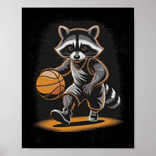 Póster Juego de Slam Dunk de Disparo de Charla de Mapache