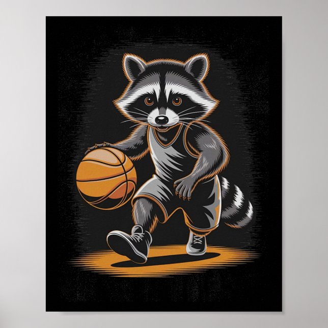 Póster Juego de Slam Dunk de Disparo de Charla de Mapache (Frente)
