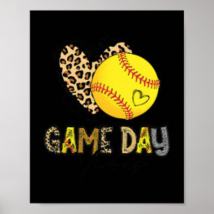 Póster Juego de Softbol Día Vibes Leopard Juego de mamá