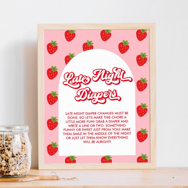 Póster Juego de Strawberry Baby Shower Late Night Diapers (Subido por el creador)