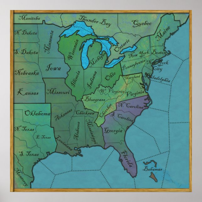 Póster Juego de tablero del este de Estados Unidos (Vinta (Frente)