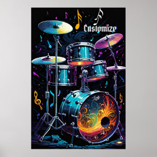 Póster Juego de tambor de pulsación trasera