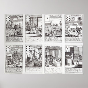 Póster Juego de tarjetas de reproducción que representan