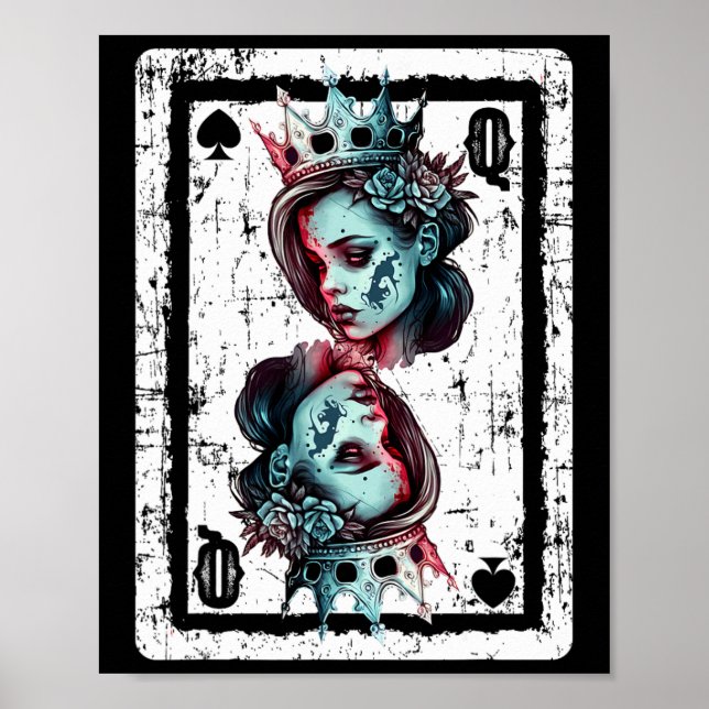 Póster Juego De Tarjetas Góticas Queen Of Spades Hallowee (Frente)