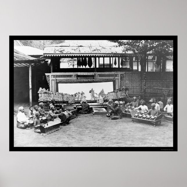 Póster Juego de títeres Java Indonesia 1898 (Frente)