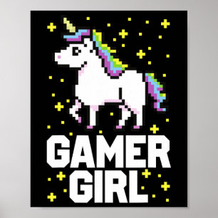 Póster Juego de video de Cute Gamer Chica Galaxy Rainbow