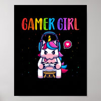 Juego de video de juego unicornio de Chica de jueg