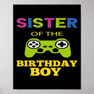 Póster Juego De Video De La Hermana Del Cumpleañero Coinc