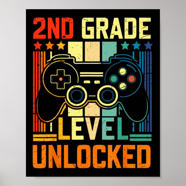 Póster Juego de Video Desbloqueado de Nivel de 2do Grado  (Frente)