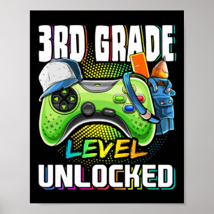 Póster Juego de Video Desbloqueado de Nivel de 3er Grado 