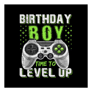 Póster Juego de video Level Up Birday Boy