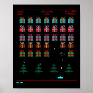 Póster Juego de vídeo retro estilo navidad