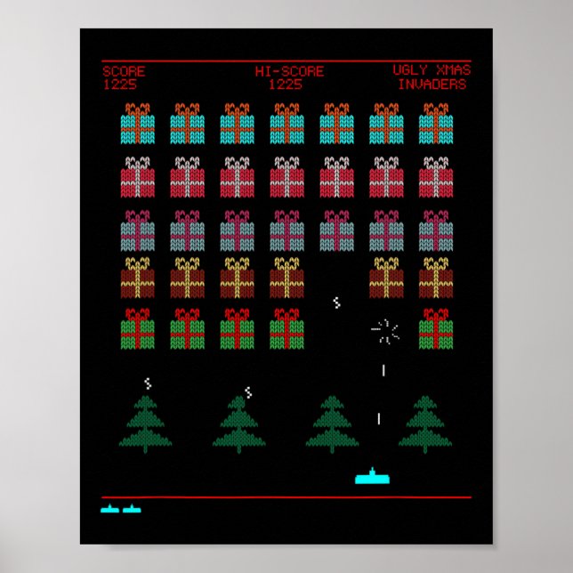 Póster Juego de vídeo retro estilo navidad (Frente)