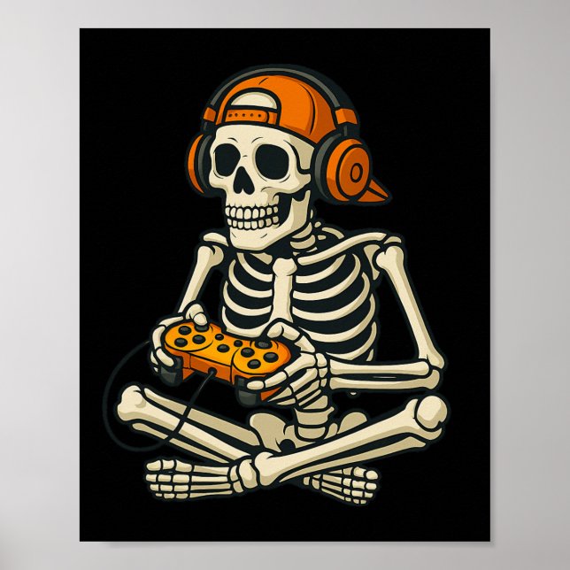 Póster Juego de video Skeleton Halloween Gaming Adolescen (Frente)