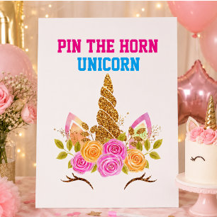 Póster Juego Divertido de Pin el Cuerno en el Unicornio L