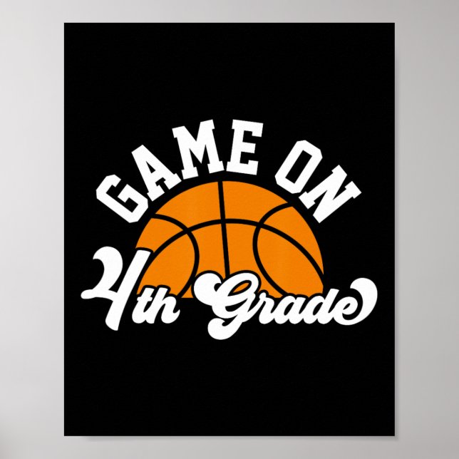 Póster Juego divertido en 4º Grado Baloncesto Primer Día  (Frente)