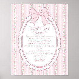 Póster Juego Floral Antiguo Rosa Elegante No Digas Bebé