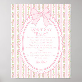 Póster Juego Floral Antiguo Rosa Elegante No Digas Bebé
