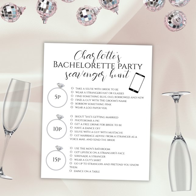 Póster Juego fotográfico de la Fiesta de la Bachelorette  (bachelorette scavenger hunt )