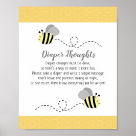 Póster Juego Gray Bumble Bee Baby Shower Diaper Thoughts