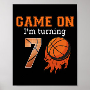 Póster Juego I'm Turning 7 Básquetball 7th Birthday Boy
