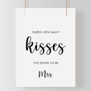 Póster Juego Minimal de Adivina Cuántos Besos para Desped