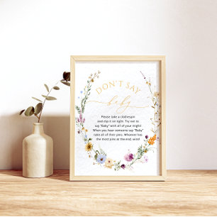 Póster Juego "No digas bebé" de Wildflower Baby Shower