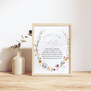 Póster Juego "No digas bebé" de Wildflower Baby Shower