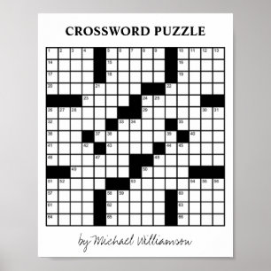 Póster Juego Personalizado Divertido Crucigrama en Blanco