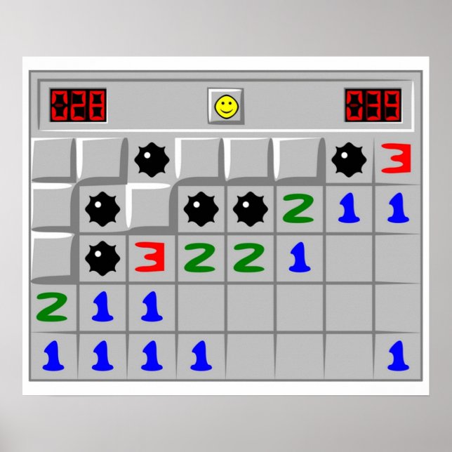 Póster Juego retro de Windows XP para minesweeper (Frente)