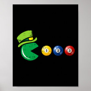 Póster Juego Retro Día de San Patricio de Billar