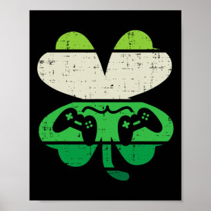 Póster Juego Shamrock Retro St Patricks Day Hombres Chica