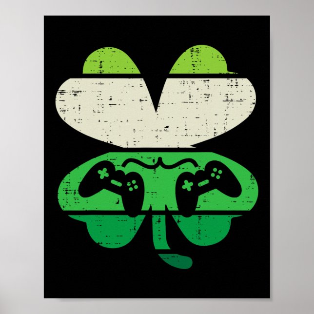 Póster Juego Shamrock Retro St Patricks Day Hombres Chica (Frente)