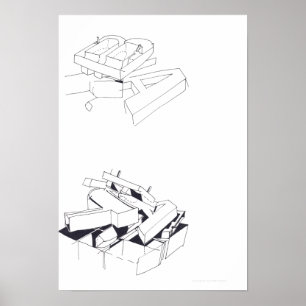 Póster Juegos de la construcción Dibujo 7 con B y Monogra
