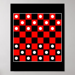 Póster Juegos de tablero de cheques de tablero negro y ro