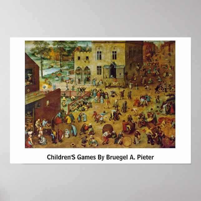 Póster Juegos Infantiles De Bruegel A. Pieter (Frente)