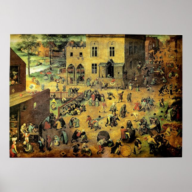 Póster "Juegos infantiles" de Pieter Bruegel - 1560 (Frente)