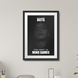 Póster Juegos Mentales. Cara dotada con cita inspiradora